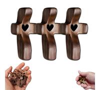 Handcrafted Wooden Cross My Heart,2025 New Cross My Heart,Handheld Wooden Cross,Pocket Olive Wood Cross,Cross Check My Heart,Cross Fidget Wood,Prayer and Clinging Cross,for Children and Adults (3pcs)