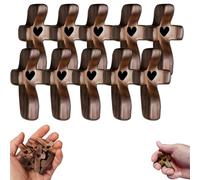 Handcrafted Wooden Cross My Heart,2025 New Cross My Heart,Handheld Wooden Cross,Pocket Olive Wood Cross,Cross Check My Heart,Cross Fidget Wood,Prayer and Clinging Cross,for Children and Adults (10pcs)