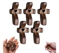 Handcrafted Wooden Cross My Heart,2025 New Cross My Heart,Handheld Wooden Cross,Pocket Olive Wood Cross,Cross Check My Heart,Cross Fidget Wood,Prayer and Clinging Cross,for Children and Adults (5pcs)