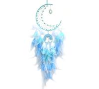 Handcrafts Carillon attrape-rêves à plumes avec étoiles et lune anneaux en fer à suspendre pour décoration de maison et de festival phosphorescents