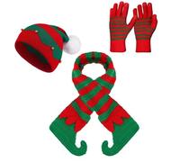 Handcrochet Chapeau de Père Noël Écharpe Gants à Main pour Enfants Adultes Réunion de Famille Chapeau de Père Noël Festival Accessoires Tricot Réunion de Famille Couvre-chef