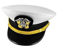 handembroideryuk Casquette blanche de l'armée américaine Navy Warrant officier, commandant du lieutenant - Blanc - 7.25