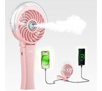 HandFan 4000mAh Ventilateur de poche, Portable, à batterie rechargeable par USB, Mise à niveau 50 ml, mini ventilateur pliable, avec réservoir d'eau, pour bureau, maison, voyage, camping, fête