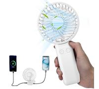 HandFan Ventilateur portable 5200 mAh, rechargeable, alimenté par batterie de 8,5 à 27 heures, ventilateur personnel pliable USB, cadeau essentiel de voyage pour femmes/filles/amis (blanc)