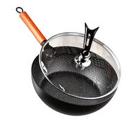 Handgefertigte Bratpfanne aus gehämmertem Gusseisen - antihaftbeschichtete Bratpfanne mit 11,02 Zoll Durchmesser | Mit Deckel für Induktionsherd, Backen, Camping, Familienfrühstück und Essen in der Wo