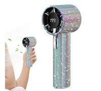 Handheld Fan Rechargeable, Rhinestone Portable Fans, Personal Cooling Gadget, Led Display Mini, Rechargeable Cool Breeze Device, for Vacation, Travel, Outdoor, Camping, 6.69x3.15x2.36 Inches