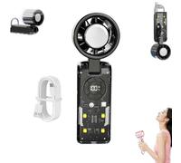 Handheld Fan With Instant Cooling Plate & Led Light,High Speed Folding Refrigeration Fan With Hook,Transparent Case Design,4-Level Adjustable,3600mah Long Battery Life,For Travel,Office,Home (black)