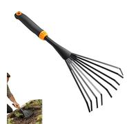 Handheld Garden Rake, Metal Tine Tool, Ergonomic Grass Rake with Grip, Thatch Blade, Manual Soil Loosening Claw for Mulch, Versatile Flower Bed Courtyard Inside Greenhouse Gravel Leaf Removal Routines