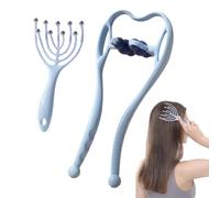 Handheld Neck Massager - Adjustable Opening Shoulder Relaxer Manual Cervical Massage Tool, Deep Tissue Muscle Relief Device Ergonomic Design, Portable Body Massager for Neck Back Legs Elbow Home