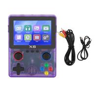 Handheld Retro Game Console, Portable Gaming Device with 35. inch Screen, 32G Memory Card, 2000mAh Battery, Supports 11 Emulators for MD, MAME, CPS, SMD, Dual 3D Rocker (Transparent Purple)