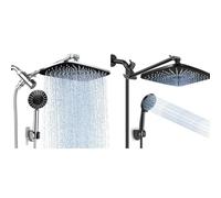 Handheld Shower Head - Adjustable Oversized Square Rainfall Showerhead with 5 Modes, Smart Adjustment Rod, and Built-In Filter | Bathroom Shower Head for Home, Apartment, Dorm, Easy Installation