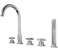 Handheld Shower Head Kit Tub and Shower Trim Kit Five-Piece Copper Bathtub Faucet Cylinder-Side Hot and Cold Faucet Pull Shower Set Bathroom Showerheads Bathtub Shower Systems