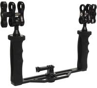 Handheld Stabilizer Dual Hand Grip for GoPro 13/12/11/10/9/8/7 Cameras and Underwater Dome Port and All Cameras Video Camera LED Light with Head to Ball Head Adapter