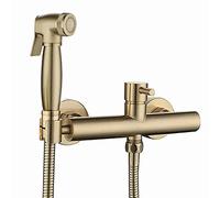 Handheld Toilet Bidet Sprayer, Brushed Gold Hot & Cold Mixer Bathroom Faucet, Brass Shower Sprayer Set, Wall Mounted Single Handle Cloth Diaper Sprayer,15cm (8.5cm)