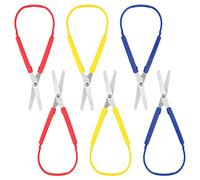 Handi Stitch Lot de 6 Ciseaux 20 cm - Droitiers et Gauchers - À Boucle pour Petites Mains et Besoins Spéciaux - Ouverture Facile Automatique pour Adulte et Enfants