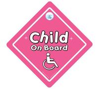 handicapés Enfant sur panneau handicapés Board, rose, handicapés, fille, Baby on Board, panneau bébéà bord, pour voiture Panneau, signe pour voiture (740)