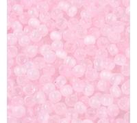 Handicraft Emporium Perles de rocaille en verre style banc à tirage | Perles imitation œil de chat | Rondes | 4 x 3 mm | Rose perle | Environ 30 g