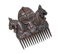 Handicraftviet Peigne à cheveux en bois sculpté à la main, peigne viking en bois pour cheveux, barbe et moustache d'homme, excellent cadeau pour les vrais hommes - Bois naturel (Viking 2 - Bois noir)