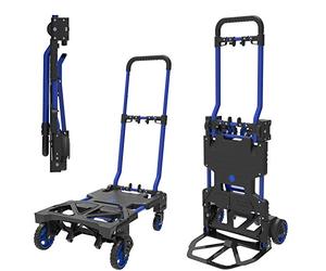 HandiMoova Chariot pour Charge 135 kg et Diable 2-en-1 pour Charge 70 kg à Plateforme Pliable, Transformable en Quelques Secondes