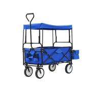 Chariot à main pliable avec toit Acier Bleu