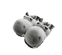 HANDKEI Dessin animé mignon intérieur pantoufles chaud doux hiver en peluche Home chaussures (Hippopotame, Adulte, Femme, 41, Numérique (intervalle), Système Taille Chaussures EU, 44, Moyen)