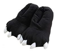 HANDKEI Pantoufles de patte amusantes à semelle souple unisexe pour adultes et enfants chaussures de vêtements pour animaux à fourrure (35/39 EU, noir, numeric_35)