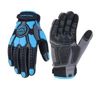 HANDLANDY Gants anti-vibration pour hommes, gants de travail résistants aux chocs, paume rembourrée, adhérence, gants de travail robustes (Bleu, L)