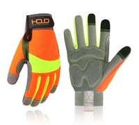 HANDLANDY Gants anti-vibrations haute visibilité réfléchissants gants de travail de sécurité écran tactile arrière en élasthanne souple gants anti-vibrants