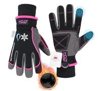 HANDLANDY Gants de travail isothermes imperméables pour homme et femme, écran tactile, gants chauds pour ski, planche à neige, temps froid (rose, taille M)