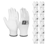 HANDLANDY Lot de 12 paires de gants de protection antidérapants et flexibles en nylon enduit de polyuréthane pour la construction, l'entrepôt, le jardinage (blanc, XL)