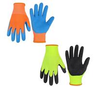 HANDLANDY Lot de 2 paires de Gants de jardin pour enfants de 2 à 3 ans, 4-5 ans, 6-13 ans, avec revêtement en caoutchouc mousse, gants de jardinage et de travail pour filles et garçons