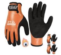HANDLANDY Lot de 2 paires de gants de travail d'hiver imperméables, isolation thermique pour temps froid avec poignée pour homme et femme, pour congélateur, entrepôt de pêche (noir et orange, taille