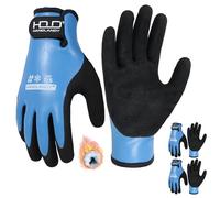 HANDLANDY Lot de 2 paires de gants de travail d'hiver imperméables, isolation thermique pour temps froid avec poignée pour homme et femme, pour congélateur, entrepôt de pêche (noir et bleu, taille S)