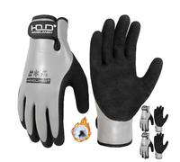 HANDLANDY Lot de 2 paires de gants de travail d'hiver imperméables, isolation thermique pour temps froid avec poignée pour homme et femme, pour congélateur, entrepôt de pêche (noir et gris, taille S)