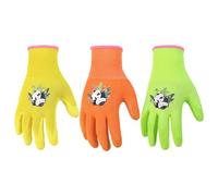 Handlandy - Lot de 3 paires de gants de jardinage enduits de caoutchouc - pour enfants, petites filles, garçons et adolescents (2 à 13 ans) - Taille 2