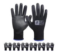 HANDLANDY Lot de 6 paires de gants de travail de protection antidérapants en nylon avec revêtement en polyuréthane pour la construction, l'entrepôt, le jardinage, taille L