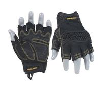 HANDLANDY Mitaines de travail demi-doigts, gants de travail en caoutchouc thermoplastique absorbant les chocs, respirants, poignets en U pour homme et femme, noir, taille M