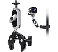 Handlebar Mount for Gopro Super Clamp Mount with Ball Arm 360° Screw 1/4" and 1/4" Screw Threaded Hole Camera Clamp with Ball Joint for Action Cameras Monitors LED Lights