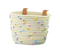 Handlebar Woven Front Basket | 21x16x16cm Cotton Rope & PU Bike Storage Basket | Adjustable Strap Handmade Bicy asket For Kids, Folding Bike, Electric B́ike, Road Cycle | Front Handlebar Carrier