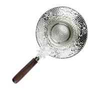 Handled Loose Tea Strainer - Fine Mesh Silver Fish-Hammer Pattern | Stainless Steel Strainer For Kung Fu Tea Brewing | Reusable Filter Leaf, & Spices, Teapot Or Cup
