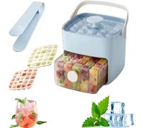 Handled Press-Type Ice Cube Tray Double-Layer, 48 Cube Ice Maker Machine, Double-Layer Portable Ice Cube Tray - Mini Instant Ice Cube Maker For Whiskey, Coffee & Cocktails (C)