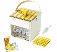 Handled Press-Type Ice Cube Tray Double-Layer,50 Cube Ice Maker Machine, Double-Layer Portable Ice Cube Tray - Mini Instant Ice Cube Maker For Whiskey, Coffee & Cocktails (D,25 Cube)