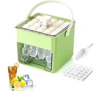 Handled Press-Type Ice Cube Tray Double-Layer,50 Cube Ice Maker Machine, Double-Layer Portable Ice Cube Tray - Mini Instant Ice Cube Maker For Whiskey, Coffee & Cocktails (A,25 Cube)