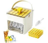 Handled Press-Type Ice Cube Tray Double-Layer,50 Cube Ice Maker Machine, Double-Layer Portable Ice Cube Tray - Mini Instant Ice Cube Maker For Whiskey, Coffee & Cocktails (D,50 Cube)