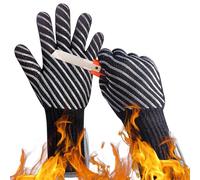 HandLove Gants de barbecue, 1472°F Gants de Barbecue en aramide Résistants à la Chaleur, Gants de Four Antidérapants en Silicone Gants de Cuisine Longs pour Barbecue, Cuisine, Cuisson, Résistant aux