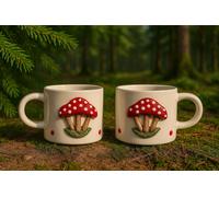 Handmade 3D Mushroom Mugs Set of 2 with 200ml Capacity for Coffee Tea