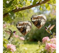 Handmade Alpaca Fiber Bird Nesting Heart,Birds Nests Material Holder,Winter Tree Shelter for Wild Bird,Hummingbird Houses Nest Boxes for Outside Garden Art Birdhouse,Outdoor Courtyard Decoration (2PC)