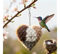 Handmade Alpaca Fiber Bird Nesting Heart,Refillable Birds Nests Material Holder, Hummingbird Houses Nest Boxes Gifts for Outside Garden Art Birdhouse, Birds Lovers