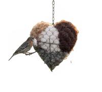 Handmade Alpaca Fiber Bird Nesting Heart - Refillable Nature Wool Material House Winter Shelter, Animal Hummingbirds Lovers Nestings Box, for Home Garden Yard (1 pcs)