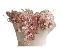 Handmade Beads 3D Wedding Dress Hand Sewn Drill Applique, DIY Bridal Headdress, Embroidered Collar, Lace Fabric Patch(Color7Color)